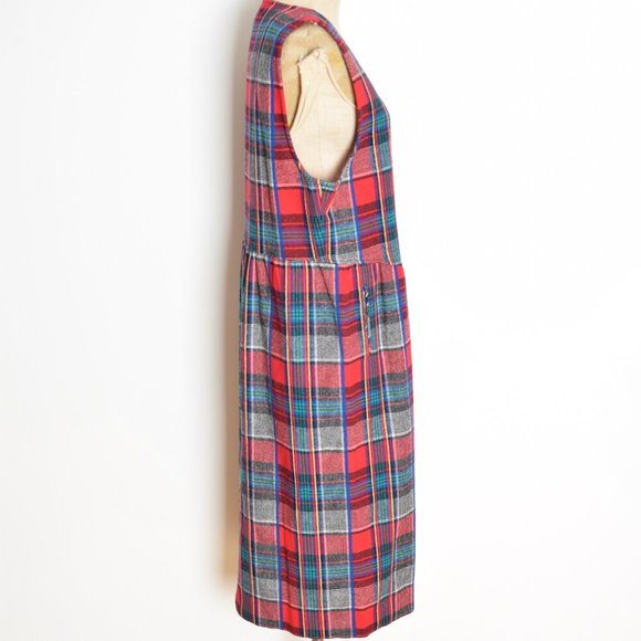 vintage 90s dress Pendleton wool tartan plaid babydoll grunge midi maxi 14 L - Picture 5 of 8